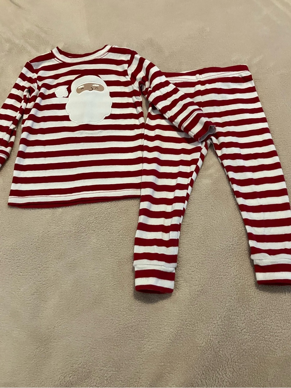 Carter’s Christmas Pajamas 12M Red White Striped Santa 2-Piece Set